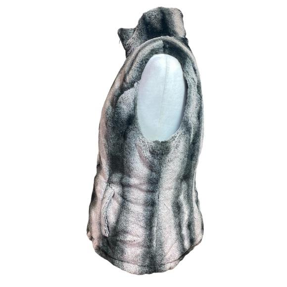 Valerie Stevens Reversible Faux Fur Vest L Full Zip Winter Warm Black Blush Pink - Picture 4 of 12